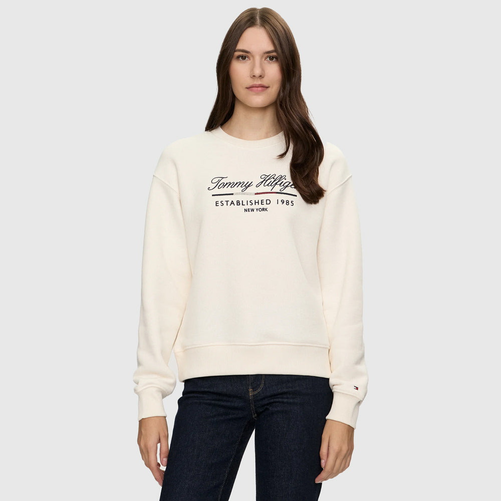 Tommy Hilfiger Script Sweatshirt - Off White |ThirdBaseUrban
