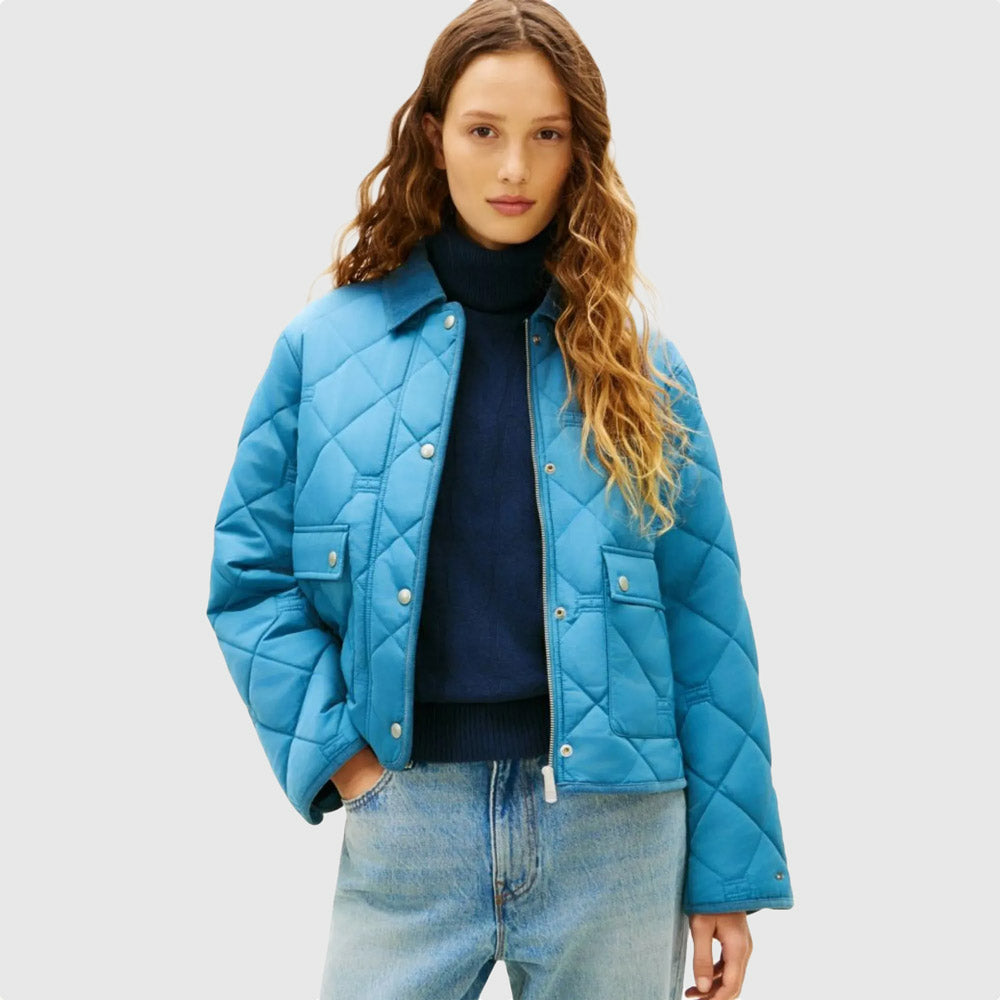 Tommy Hilfiger Padded Flag Quilted Jacket - Blue Rain|ThirdBaseUrban