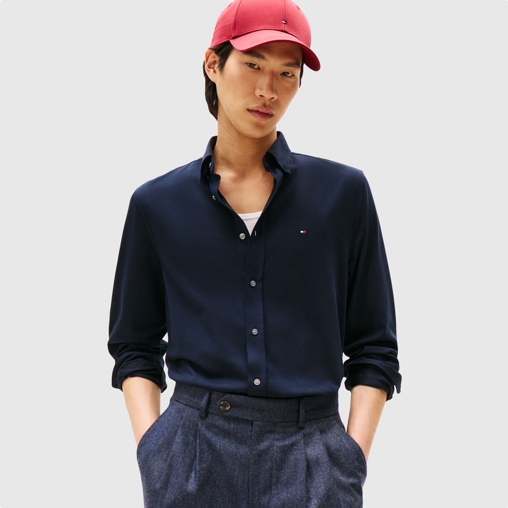 Tommy Hilfiger Performance Interlock Shirt - Navy |ThirdBaseUrban