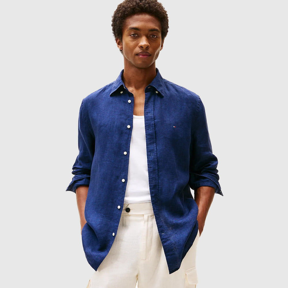 Tommy Hilfiger Pigment Dyed Shirt - Navy |ThirdBaseUrban