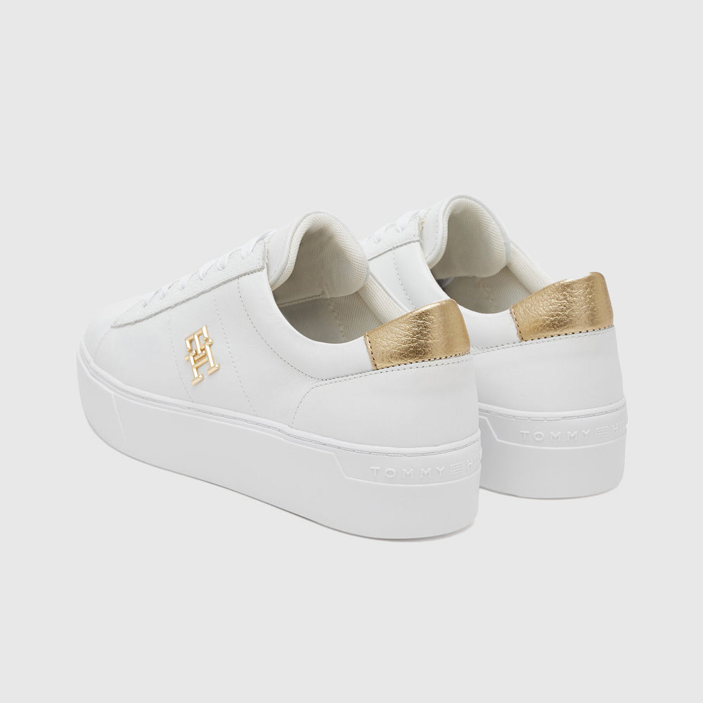 Metallic Platform Sneaker - White