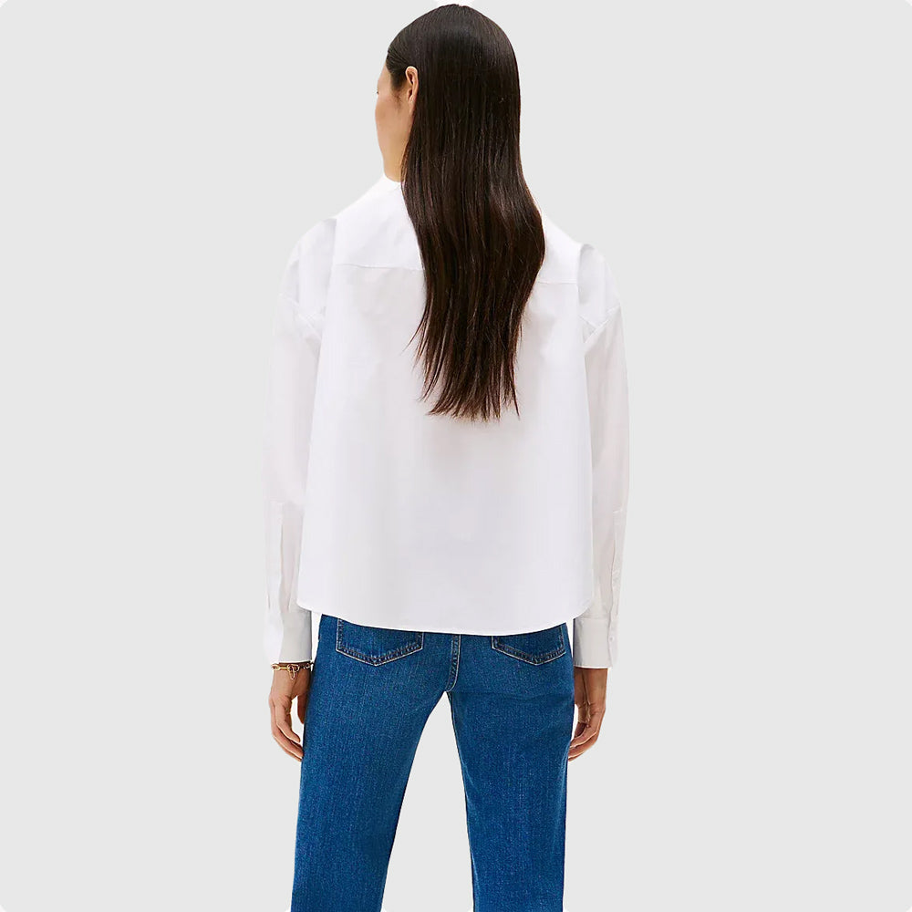 Poplin Bow Collar Shirt - White