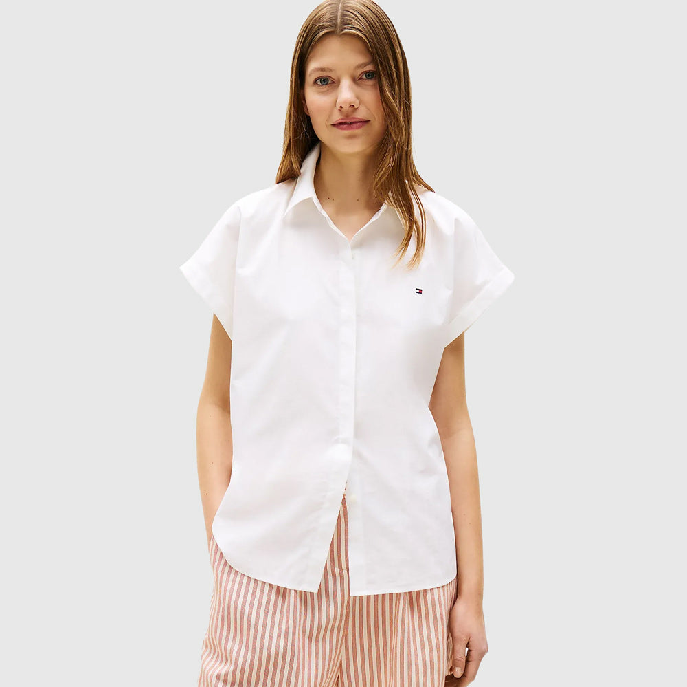 Tommy Hilfiger Poplin Sleeveless Shirt - White |ThirdBaseUrban