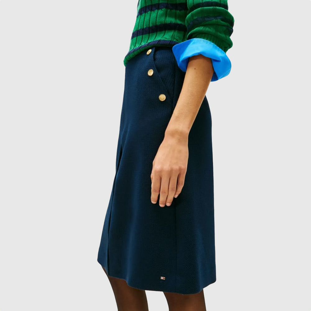 Preppy Textured Skirt - Navy