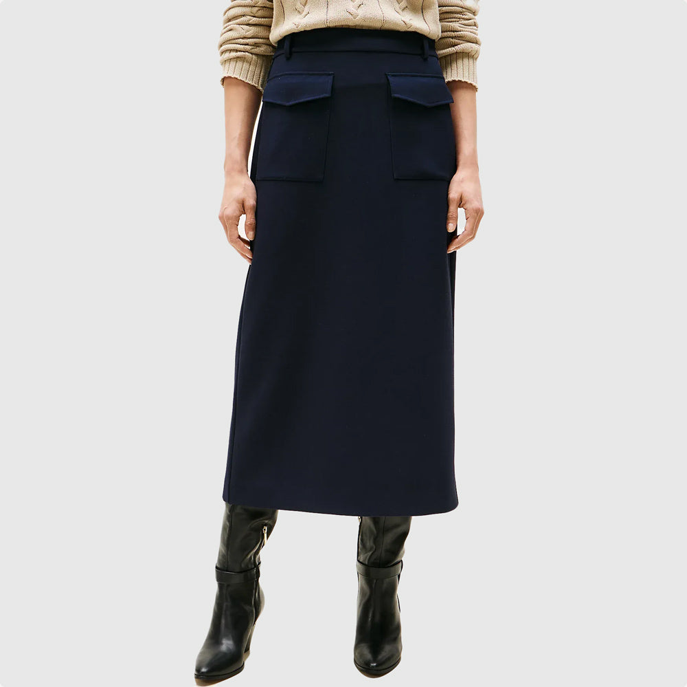Punto Tailored Midi Skirt - Navy