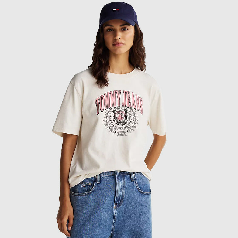 Tommy Hilfiger Tiger Varsity T-Shirt - Oatmilk |ThirdBaseUrban