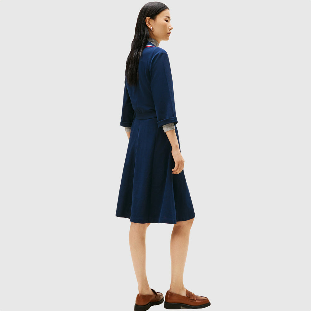 Buttoned Golfer Dress - Navy