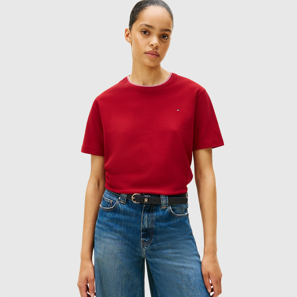 Tommy Hilfiger Pique T-Shirt - Red |ThirdBaseUrban