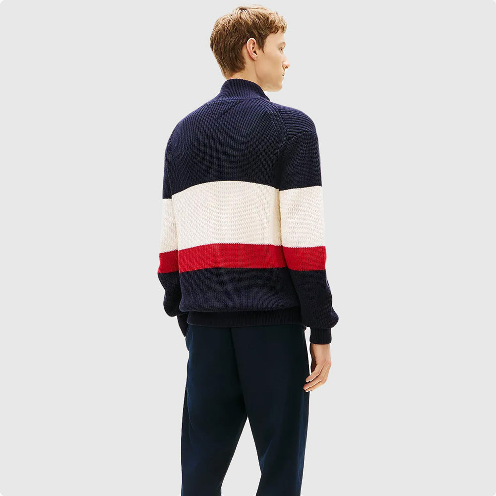 Rib Stripe Sweater - Navy