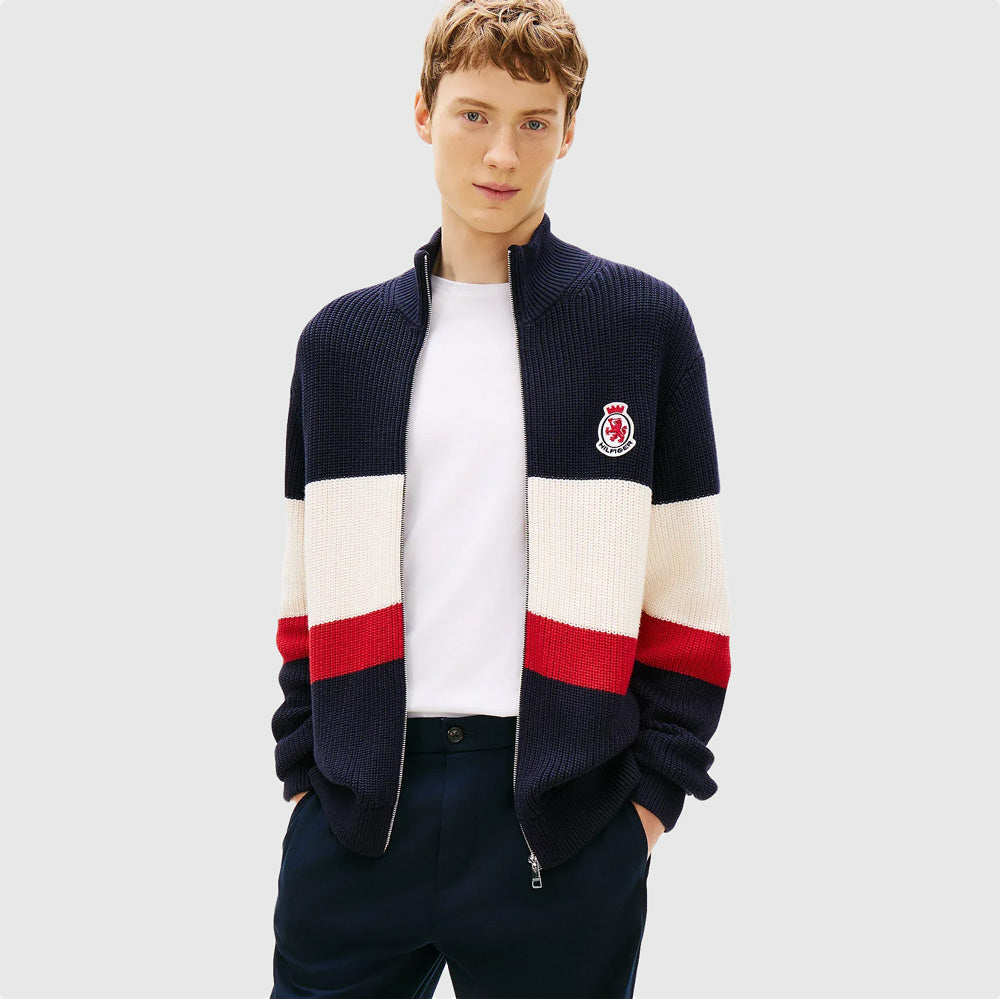 Tommy Hilfiger Rib Stripe Sweater - Navy |ThirdBaseUrban