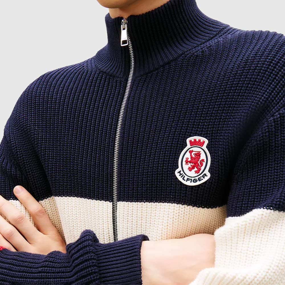 Rib Stripe Sweater - Navy