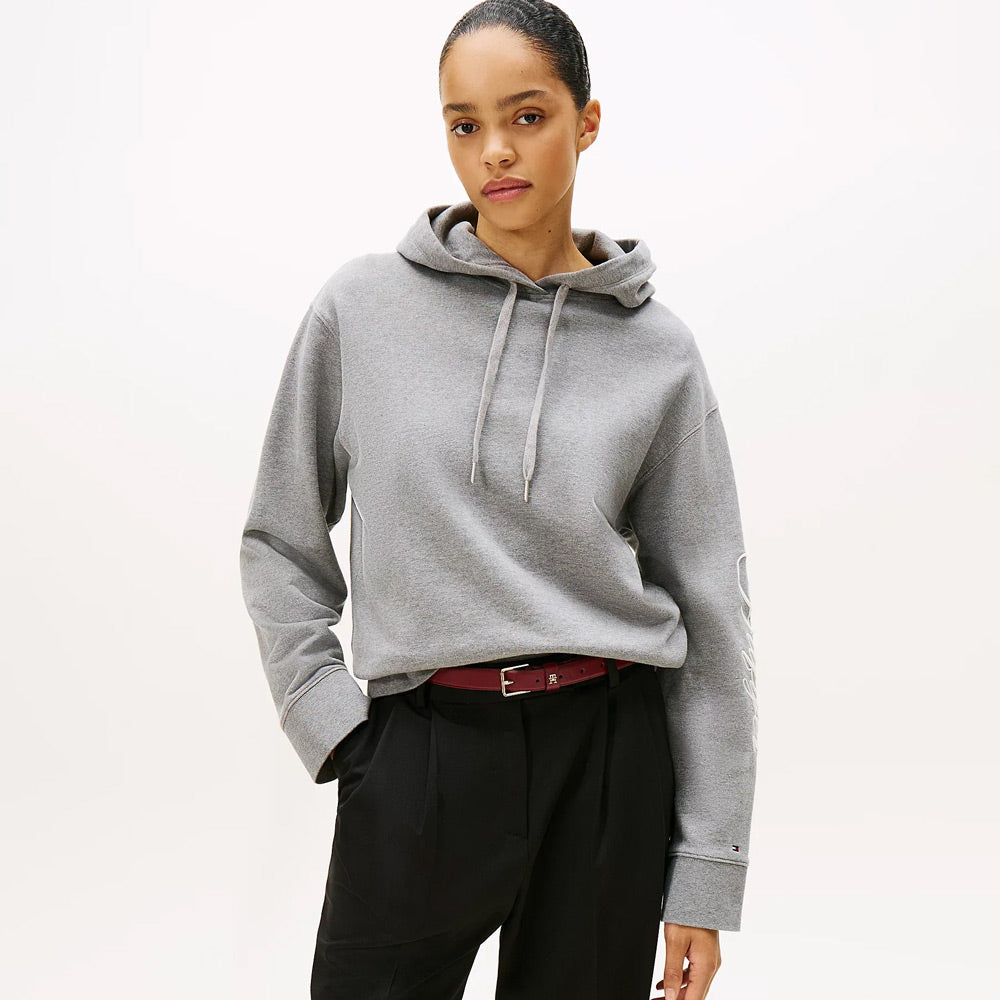 Tommy Hilfiger Script Terry Hoodie - Grey Heather |ThirdBaseUrban