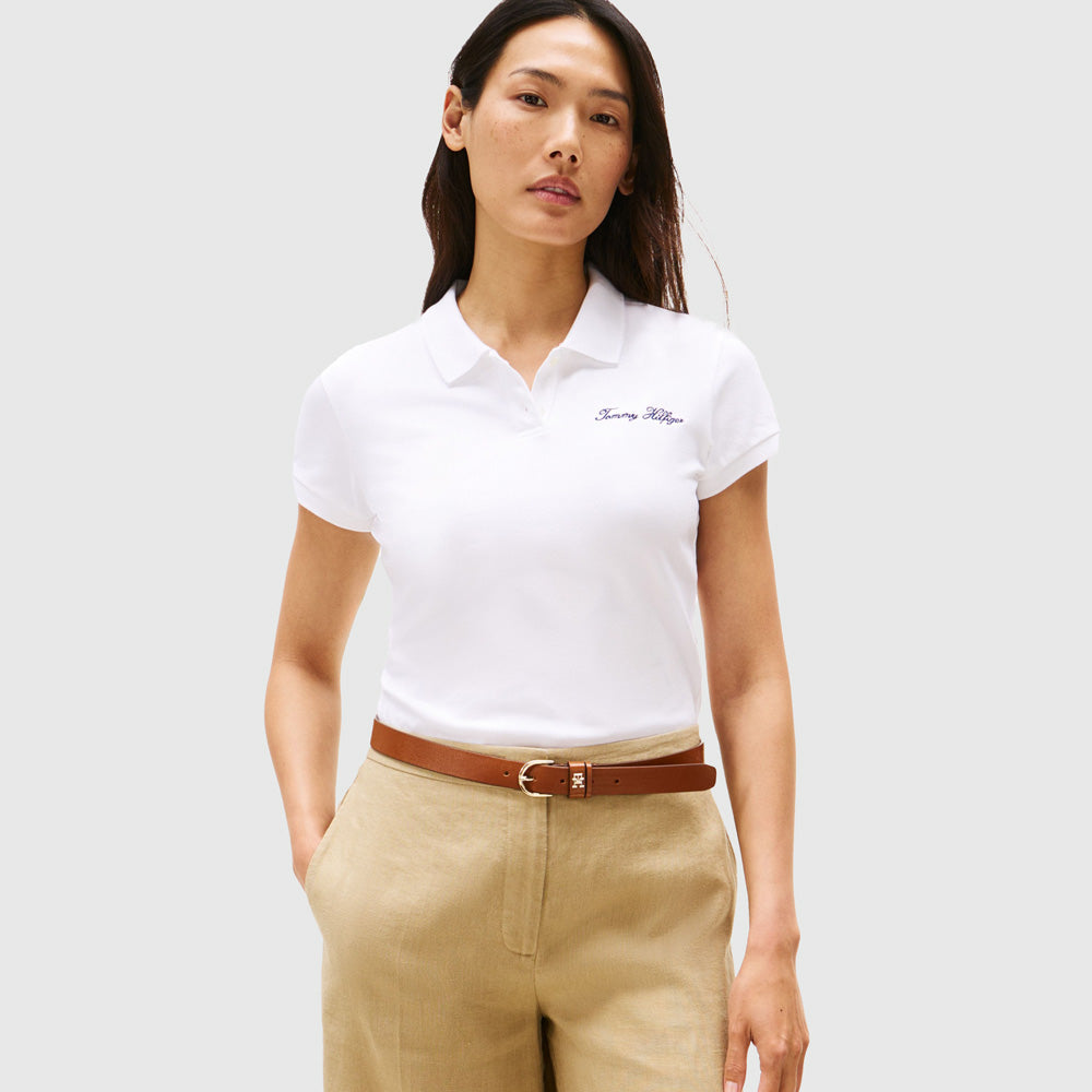 Tommy Hilfiger Script Slim Golfer - White |ThirdBaseUrban