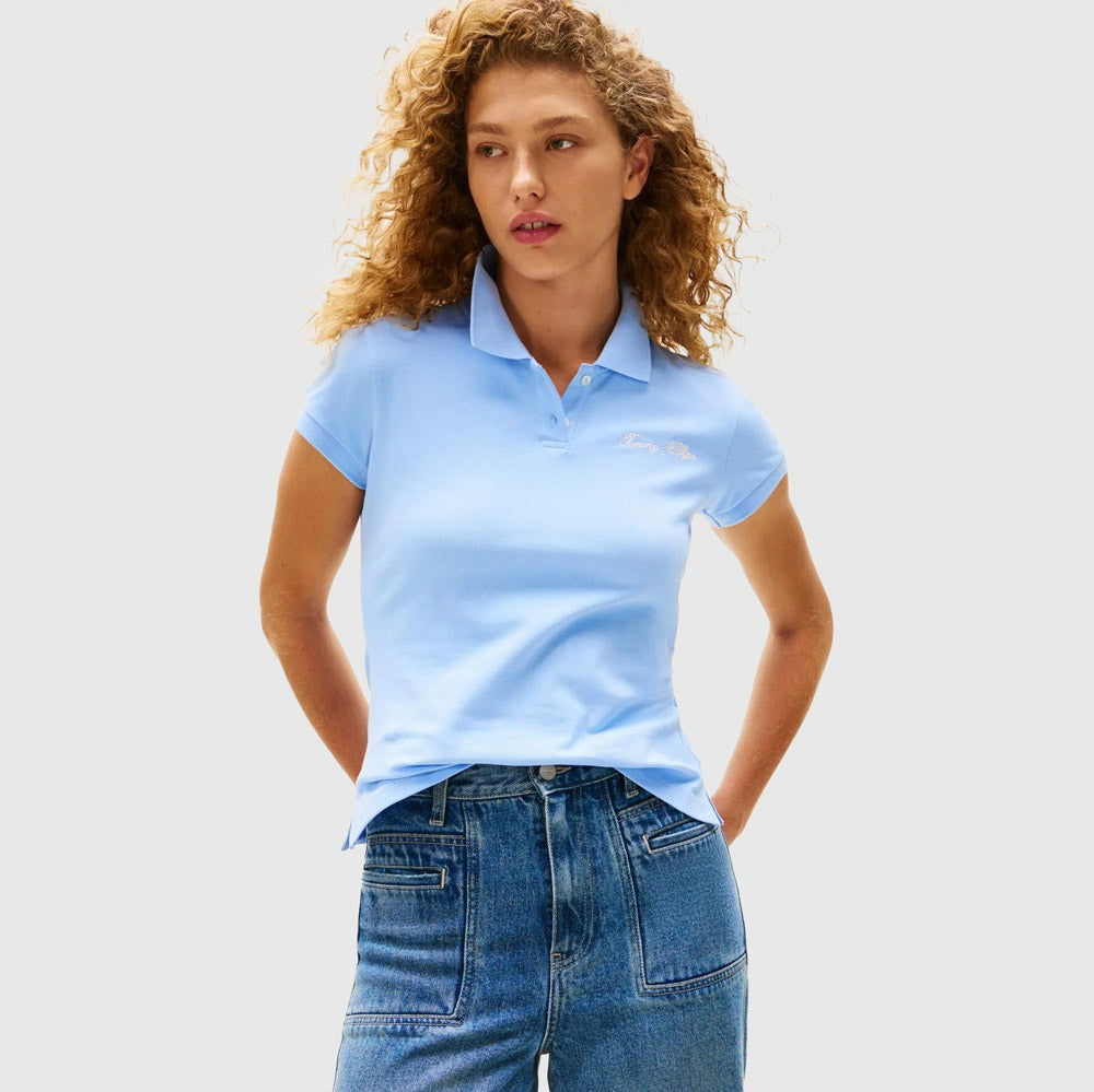 Tommy Hilfiger Script Slim Golfer - Light Blue |ThirdBaseUrban