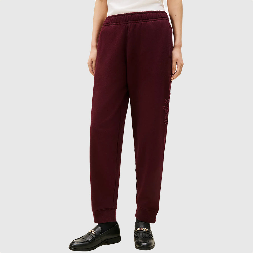 Tommy Hilfiger Script Terry Sweatpants - Burgundy |ThirdBaseUrban