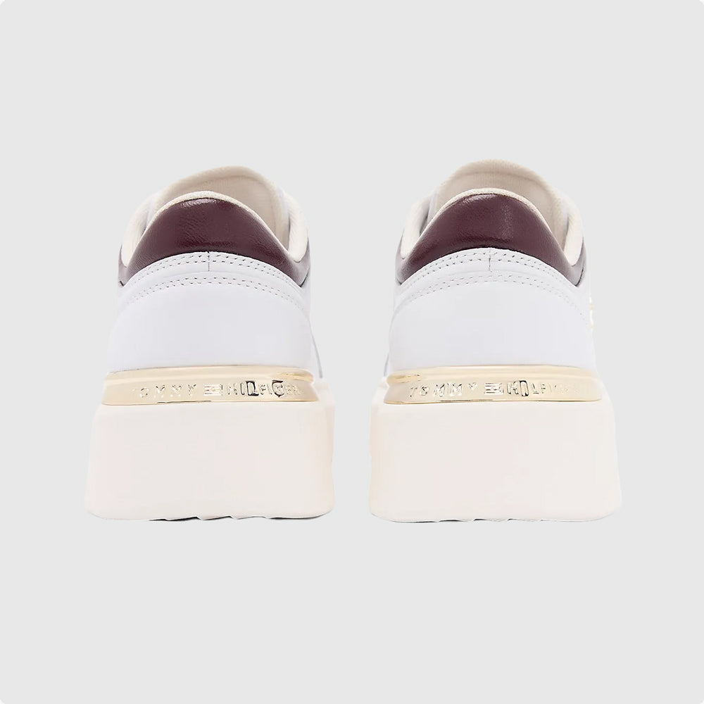 Shiny Leather Platform Sneaker - White Multi