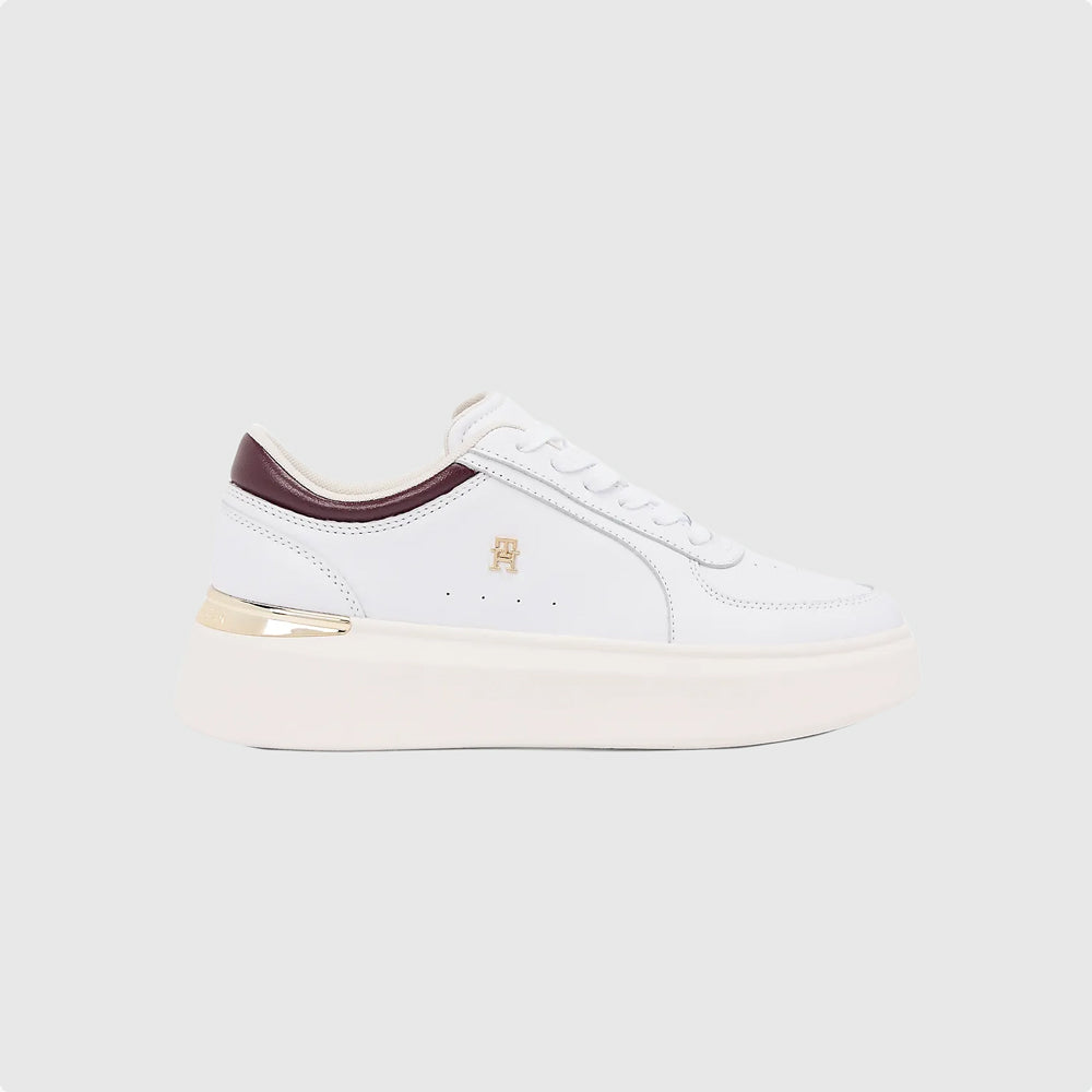 Tommy Hilfiger Shiny Leather Platform Sneaker - White Multi |ThirdBaseUrban