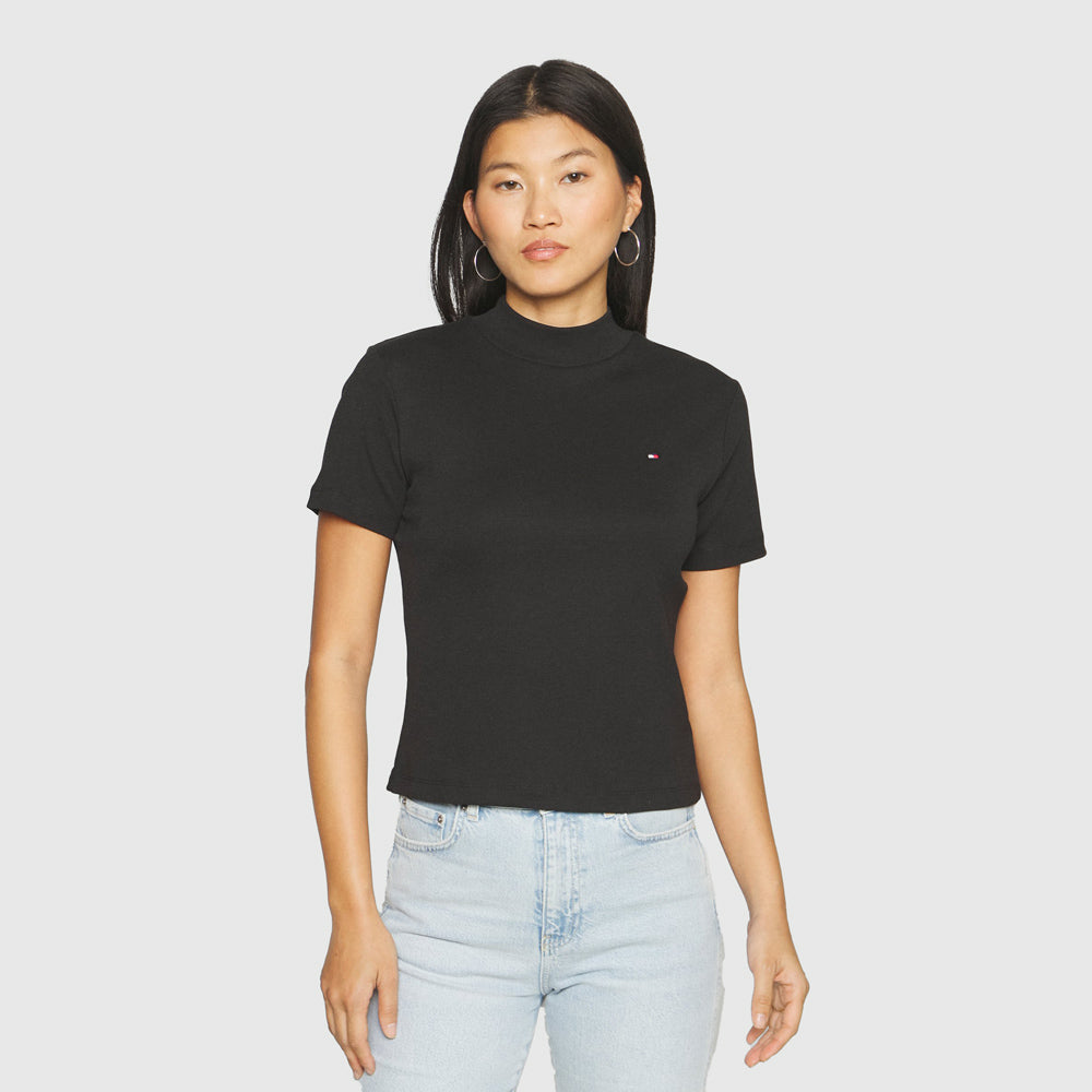 Tommy Hilfiger Slim Cody Mock Neck T-Shirt - Black |ThirdBaseUrban
