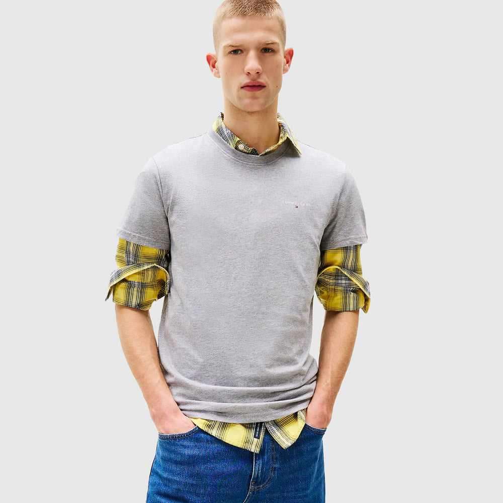 Tommy Hilfiger Linear Logo T-Shirt - Grey Heather |ThirdBaseUrban