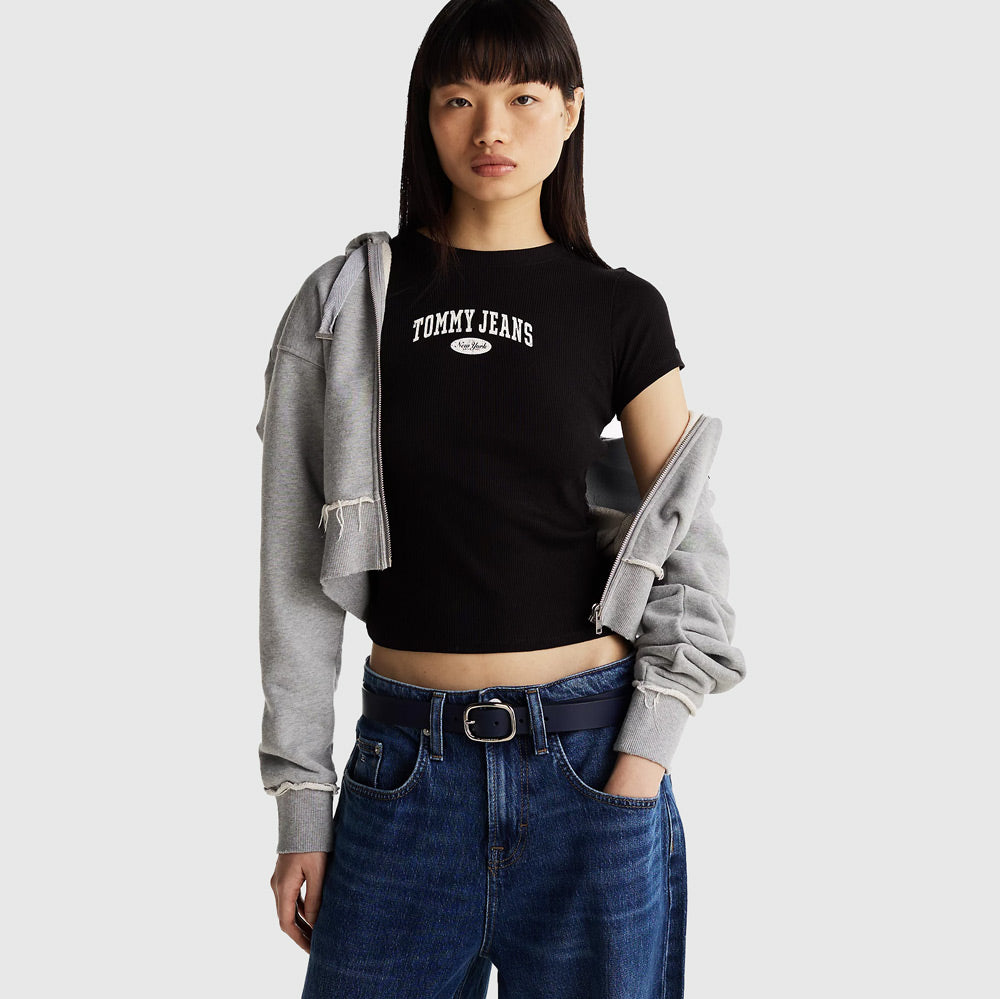 Slim Varsity Rib T-Shirt - Black