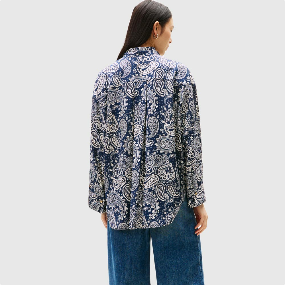 Soft Ruflle Shirt - Navy