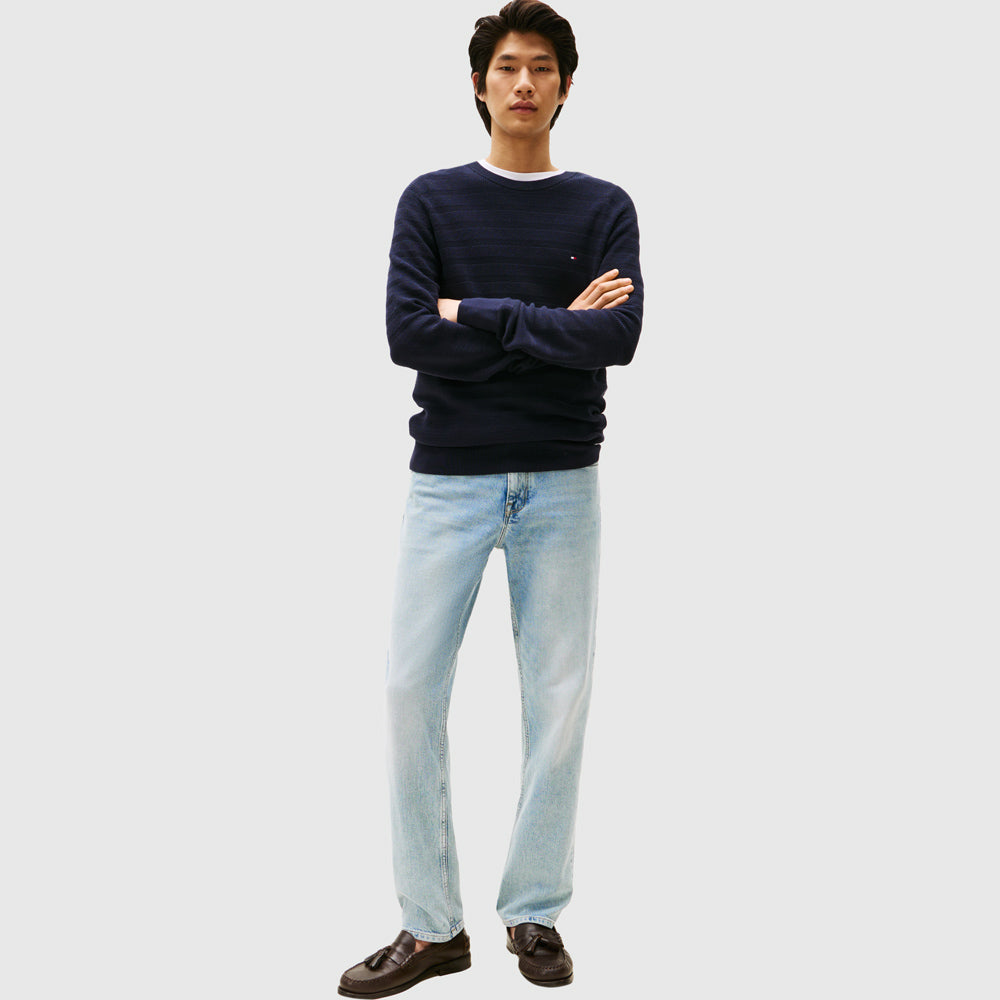 Stripe Structure Sweatshirt - Navy