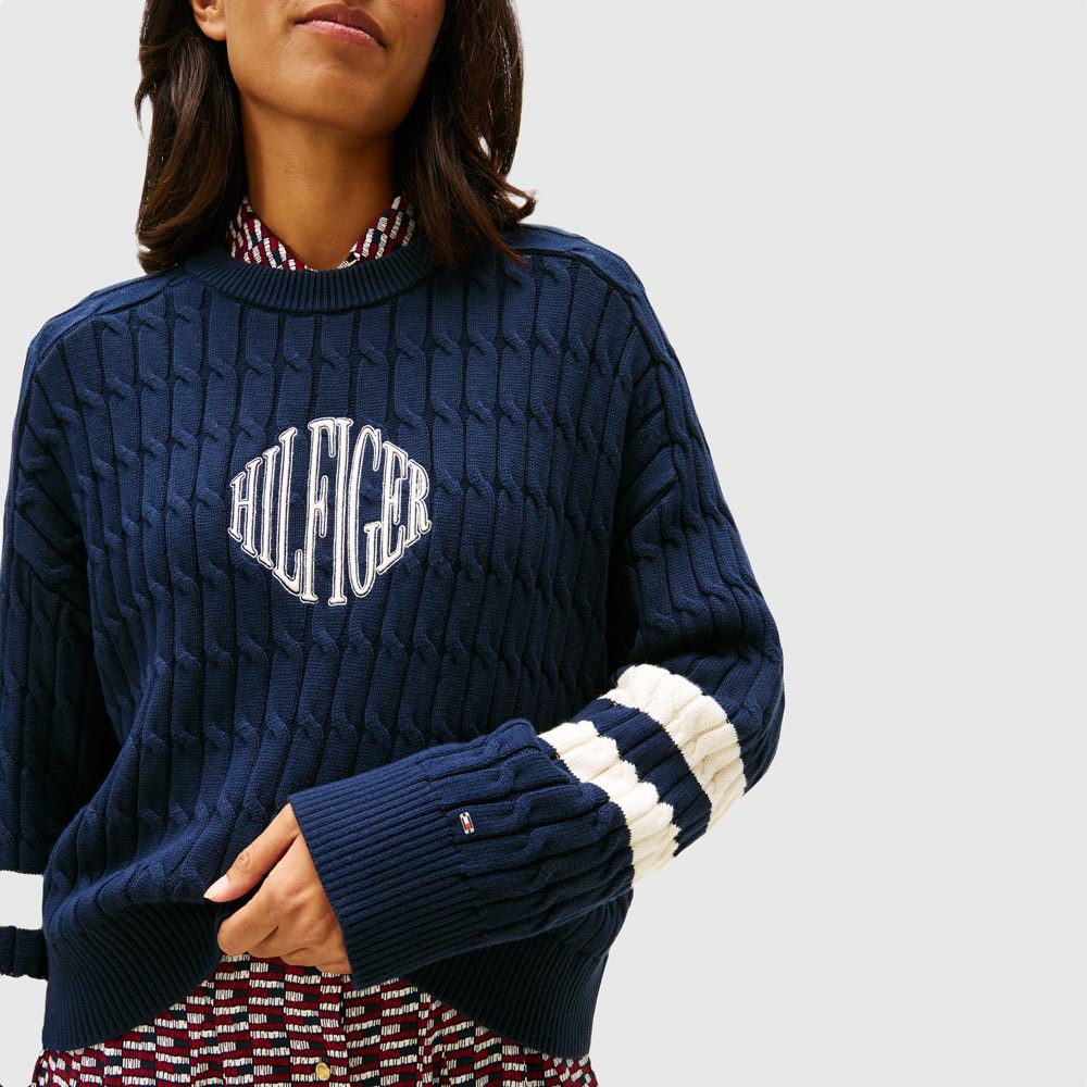 Textured Graphic Sweater - Dark Night Navy