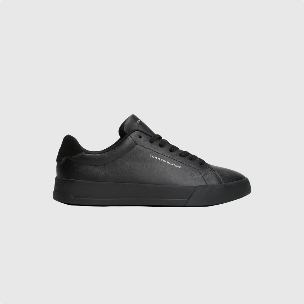 Tommy Hilfiger Court Leather Sneaker - Black |ThirdBaseUrban