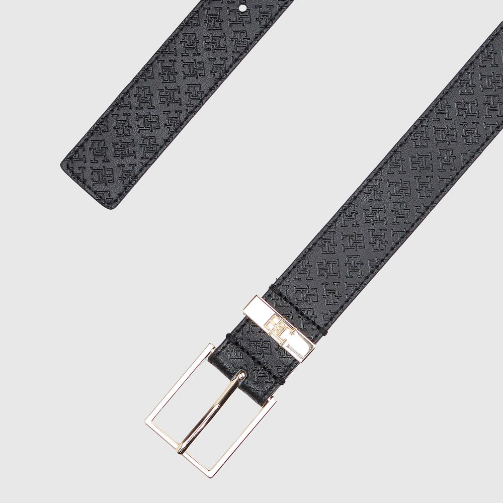 Embossed Leather Belt - Black