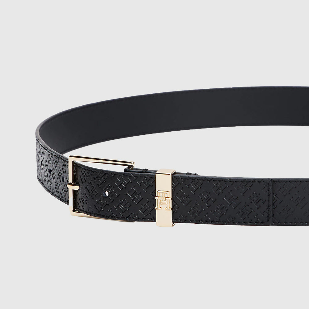 Embossed Leather Belt - Black