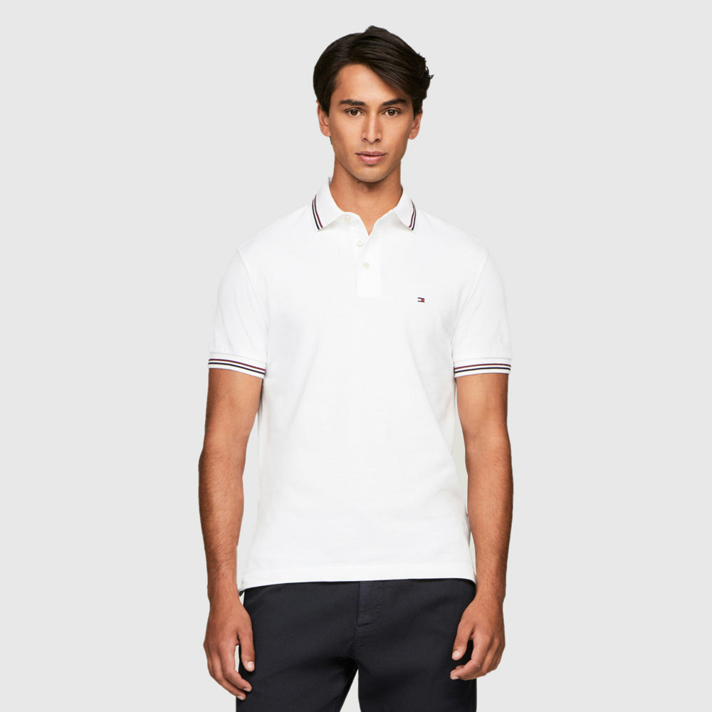 Tommy Hilfiger Tipped Slim Golfer - White |ThirdBaseUrban