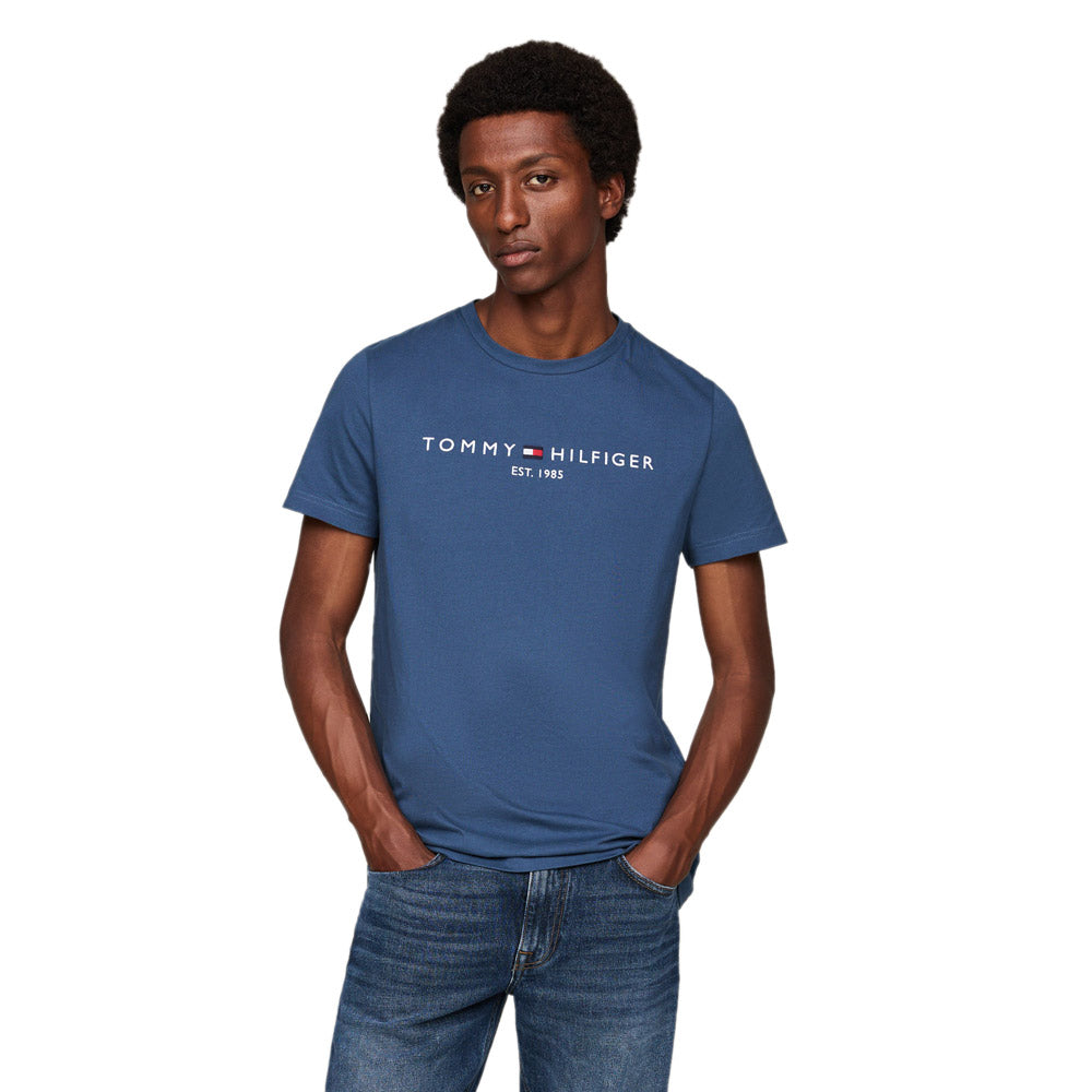 Tommy Hilfiger Logo T-Shirt - Steel Blue |ThirdBaseUrban