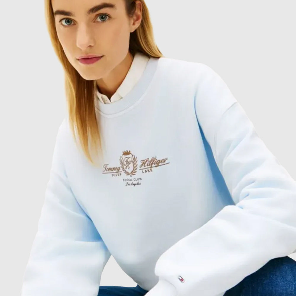 Varsity Crest Terry Sweatshirt - Light Blue