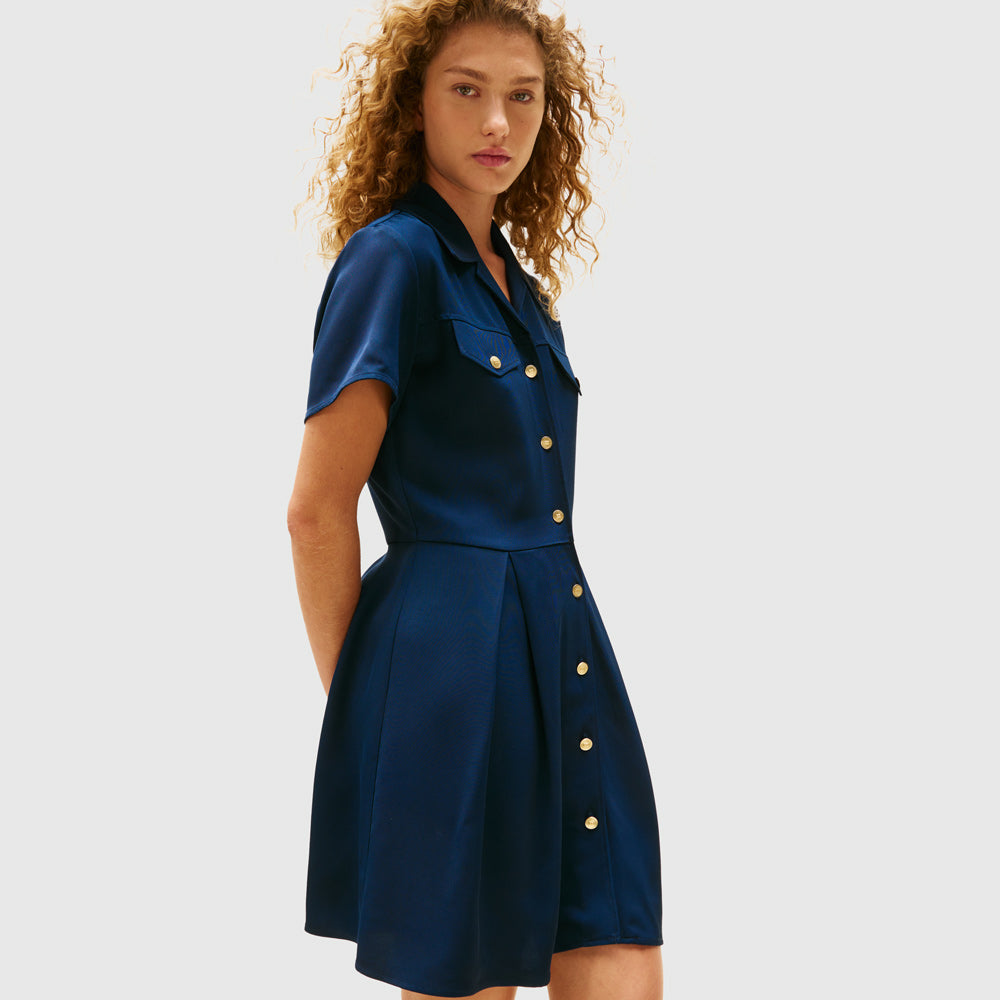 Tommy Hilfiger Twill Mini Dress - Navy |ThirdBaseUrban