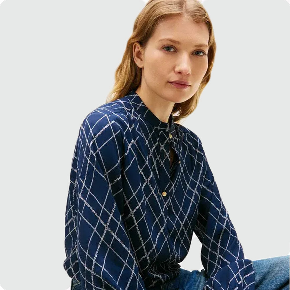 Twill Blouse - Navy Multi