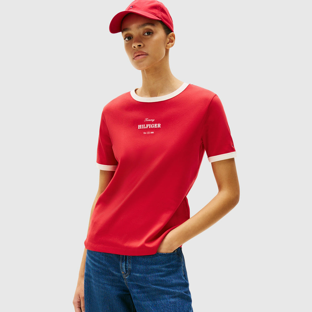 Tommy Hilfiger Monotype Stripe T-Shirt - Red |ThirdBaseUrban