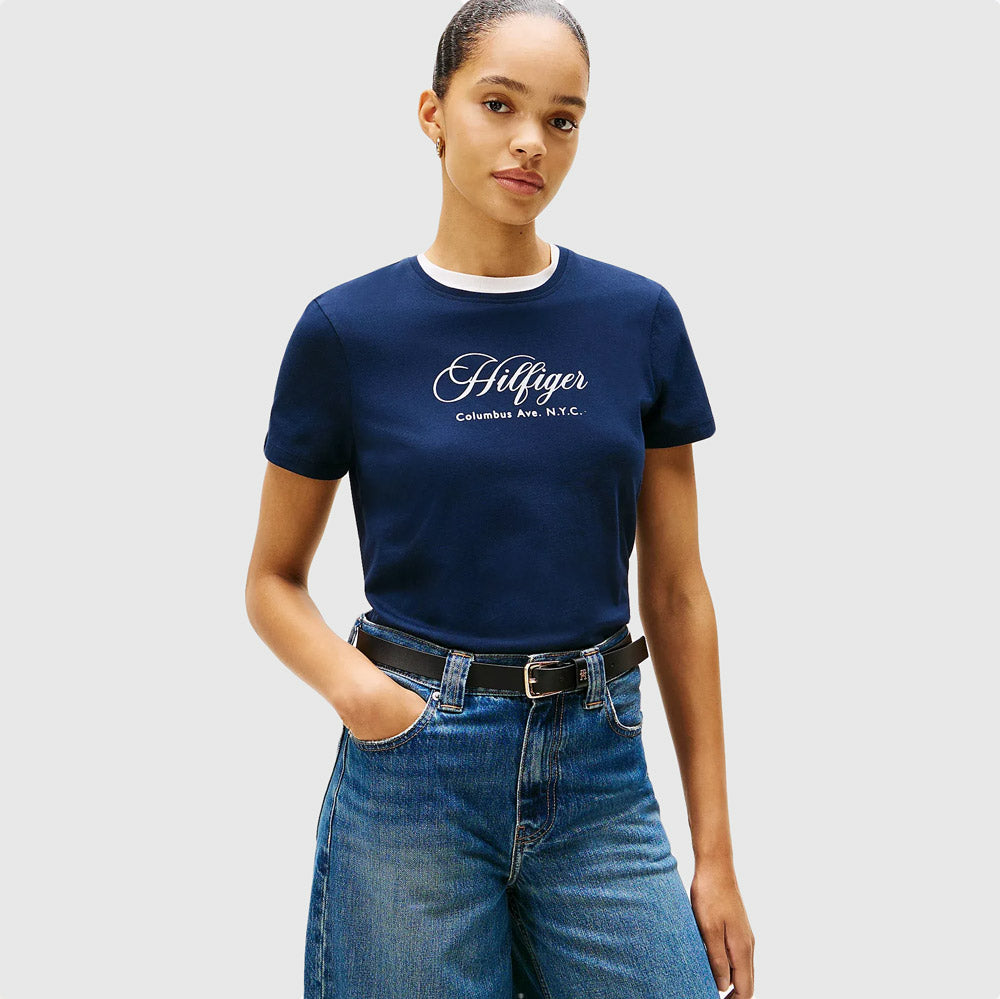 Tommy Hilfiger Script T-Shirt - Navy |ThirdBaseUrban