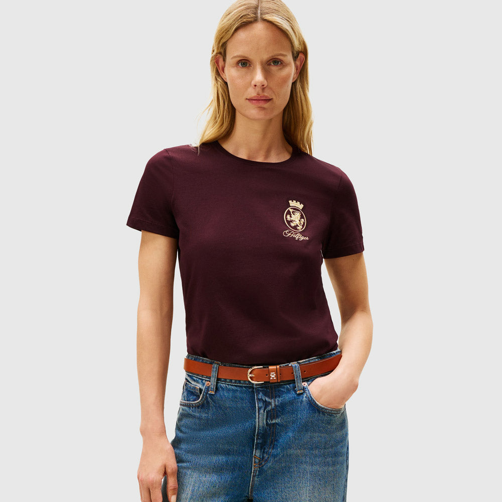 Tommy Hilfiger Gold Crest T-Shirt - Maroon |ThirdBaseUrban