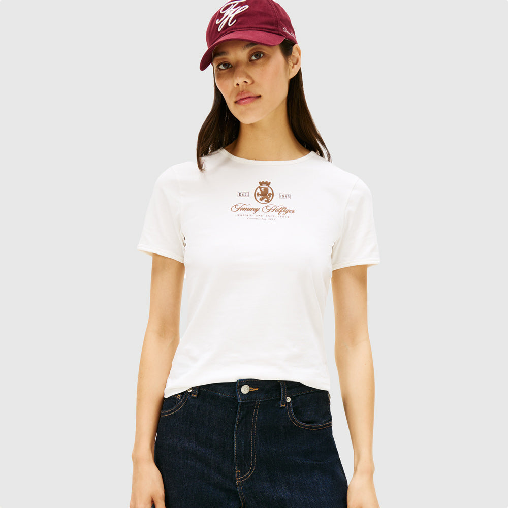 Tommy Hilfiger Varsity Crest T-Shirt - Ecru |ThirdBaseUrban