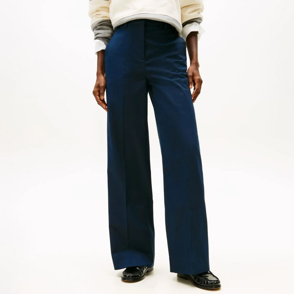 Tommy Hilfiger Wide Leg Cotton Pant - Dark Night Navy|ThirdBaseUrban