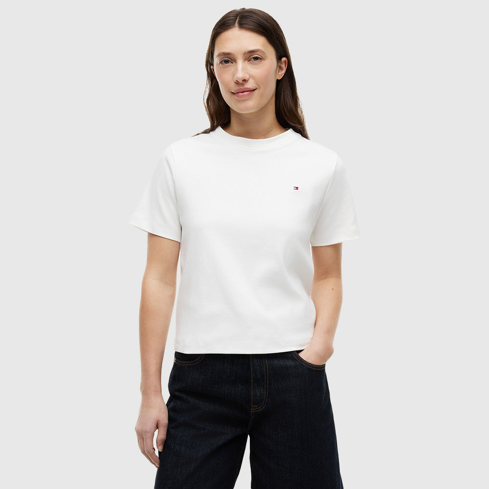 Boxy Interlock T-Shirt - Ecru