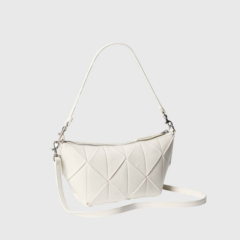 Woven Emblem Shoulder Bag - White