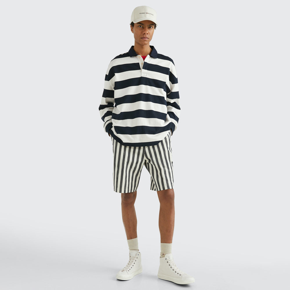 Block Striped Rugby Shirt - Navy Multi