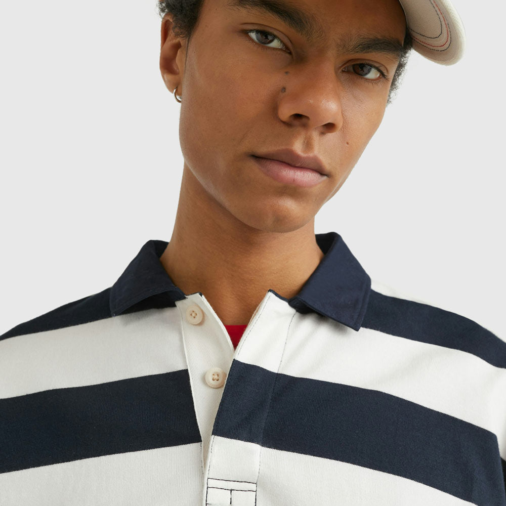 Block Striped Rugby Shirt - Navy Multi