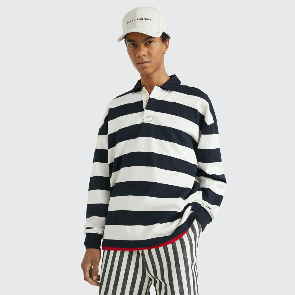 Block Striped Rugby Shirt - Navy Multi