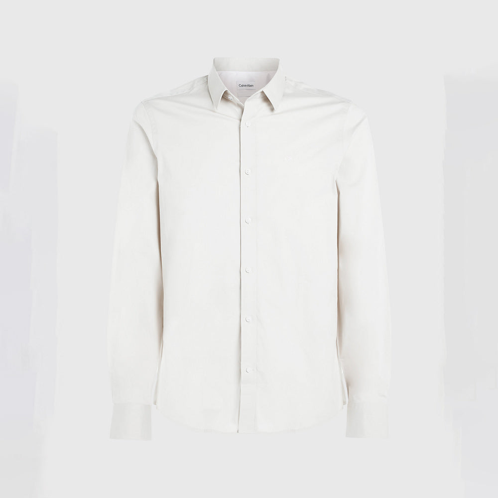 Stretch Poplin Slim Shirt - Beige