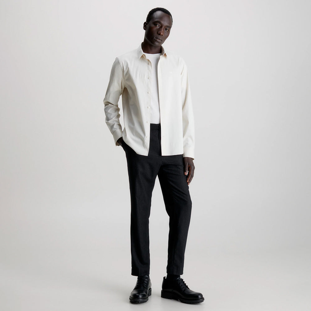 Stretch Poplin Slim Shirt - Beige