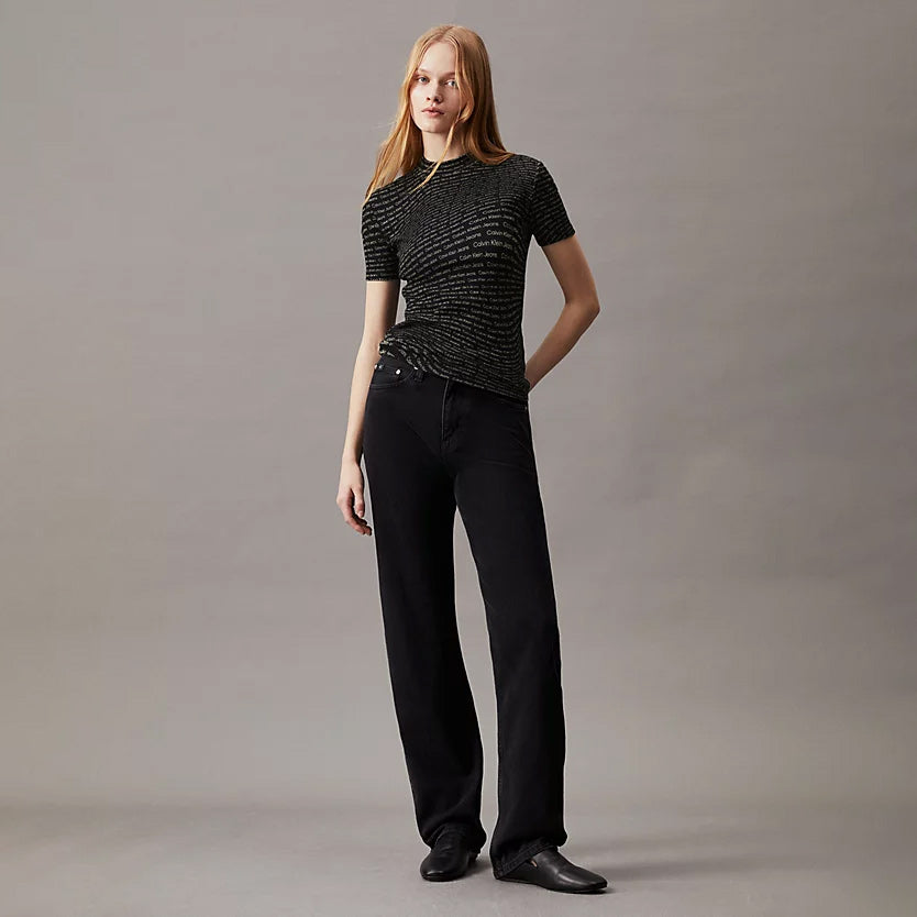 Aop Rib T-Shirt - Black