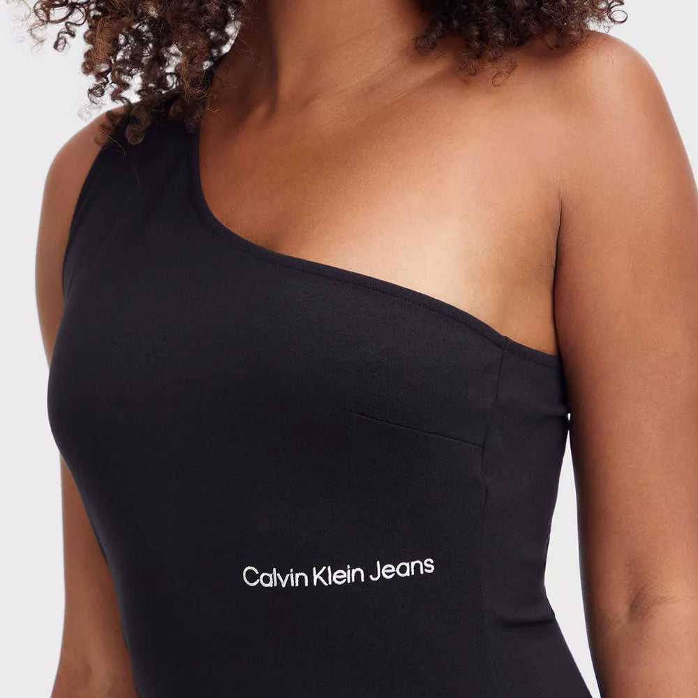 Back Asym Cut Out Milano Dress - Black