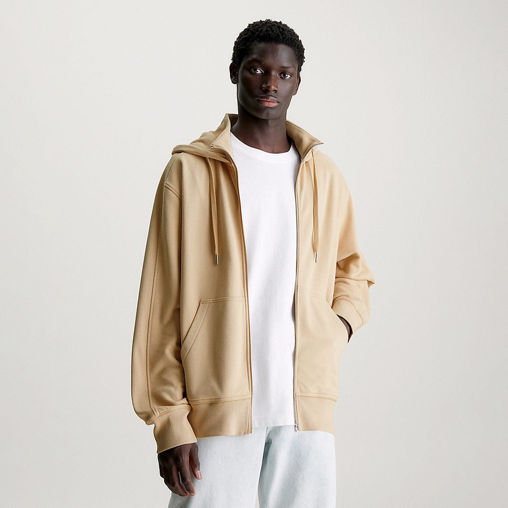 Badge Zip hoodie - Sand